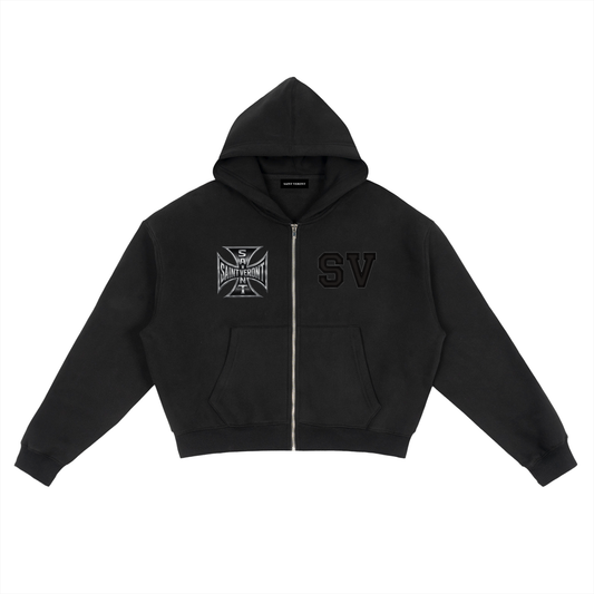 Fleece Zip-Up Boxy Hoodie