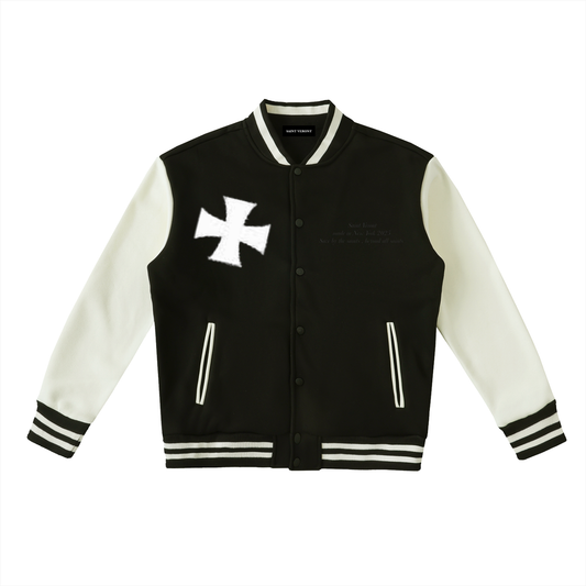 Two-Tone Fleeced Varsity Jacket
