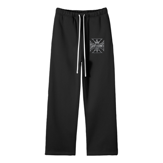 Unisex Solid Color Fleece Straight Leg Pants