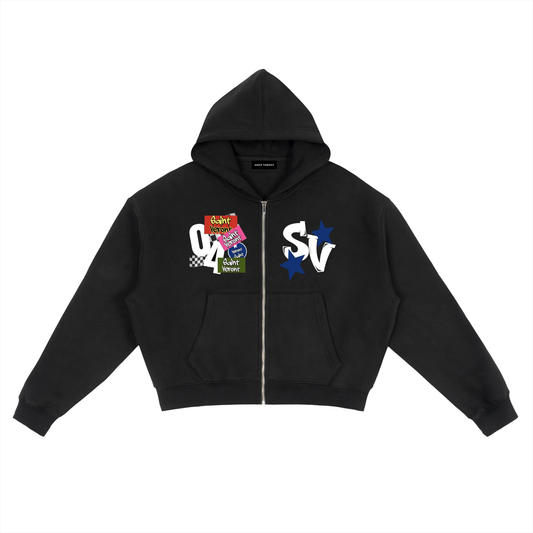 Fleece Zip-Up Boxy Hoodie